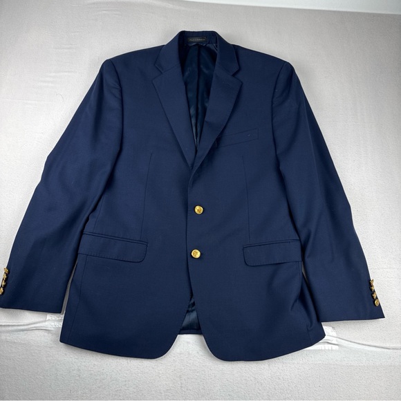 Lauren Ralph Lauren Other - Lauren Ralph Lauren Mens Navy Blue Blazer 40R Gold Buttons Classic Wool Blend